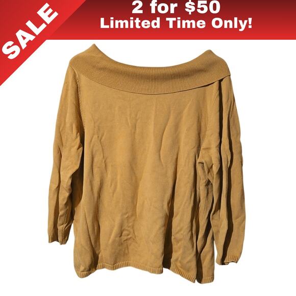 [Sale: 2 for $50!] NWT Rafaella Camel Off-Shoulder Sweater | Size 2X 0138 - Picture 1 of 8